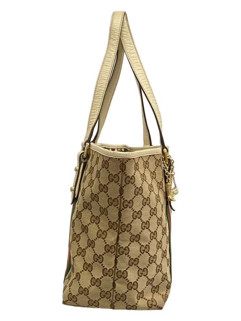GUCCI GG/Sherry (Web) 137396 Beige Cream Multi Jacquard Leather Tote Bag - Picture 4 of 15